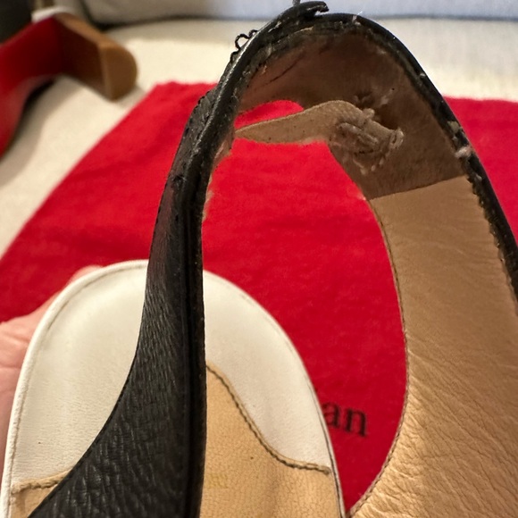 Authentic Christian Louboutin Chrome, White & Black Platform Heels - Picture 13 of 14